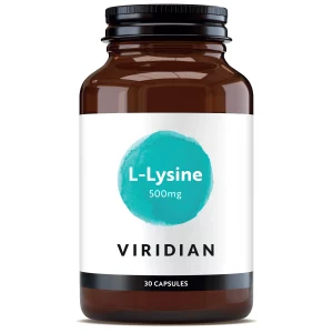 Viridian L-Lysine 500mg 30 capsules vegan essential amino acid supplement.