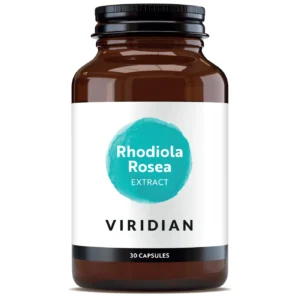 Viridian Rhodiola Rosea Extract 30 Capsules adaptogenic herbal supplement for mental performance and resilience.