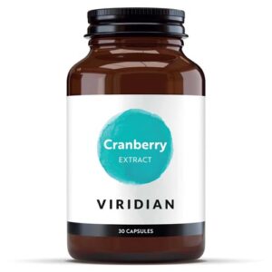 Viridian Cranberry Extract 30 veg capsules bottle providing antioxidant and urinary tract support.