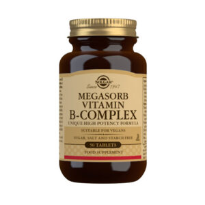 Solgar Megasorb Vitamin B-Complex 50 Tablets high potency B vitamin supplement for energy and nervous system support.