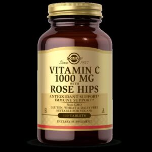 Solgar Vitamin C 1000mg with Rose Hips 100 Tablets High Strength Immune Support Supplement.