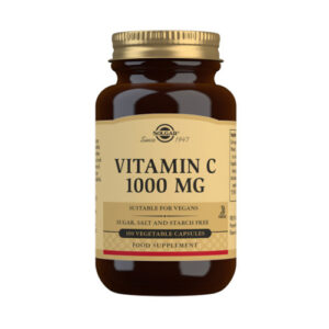 Solgar Vitamin C 1000mg Vegetable Capsules 90 Capsules high-strength vitamin C supplement for immune support, collagen formation and antioxidant protection.