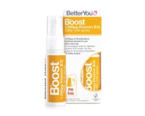 BetterYou B12 Boost Oral Spray 25ml high strength methylcobalamin vitamin B12 supplement.