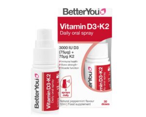 BetterYou D3000 + K2 Oral Spray 12ml vitamin D3 and vitamin K2 supplement.