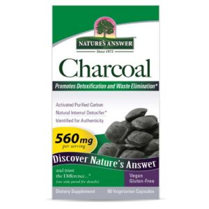 Nature’s Answer Activated Charcoal 560mg capsules digestive support supplement with purified activated charcoal.