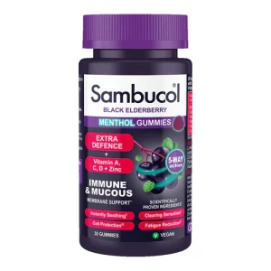 Sambucol Immuno Forte Gummies 30 gummies black elderberry immune support supplement.