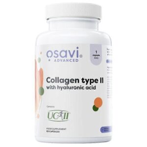 Osavi Collagen Type II with Hyaluronic Acid 60 capsules with UC-II collagen, hyaluronic acid and rose hip extract for joint support.
