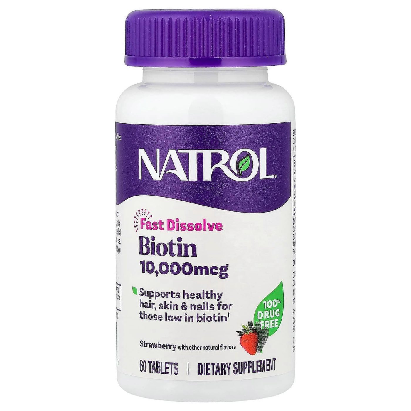 2425820499_max Biotin Fast Dissolve 10000mcg Strawberry Flavour Tablets 60 Tabs for Hair Skin and Nails