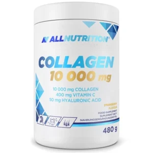 ALLNUTRITION Collagen 10000mg Strawberry 480g with hydrolysed collagen, vitamin C and hyaluronic acid for skin, hair, nails and joint support.