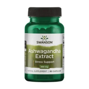 Swanson Full Spectrum Ashwagandha 450mg 100 Capsules herbal supplement for stress support, relaxation, mental wellbeing and vitality.