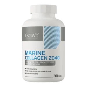 OstroVit Marine Collagen 2040mg 90 Capsules with hydrolysed fish collagen peptides for skin, hair, nails and joint support.
